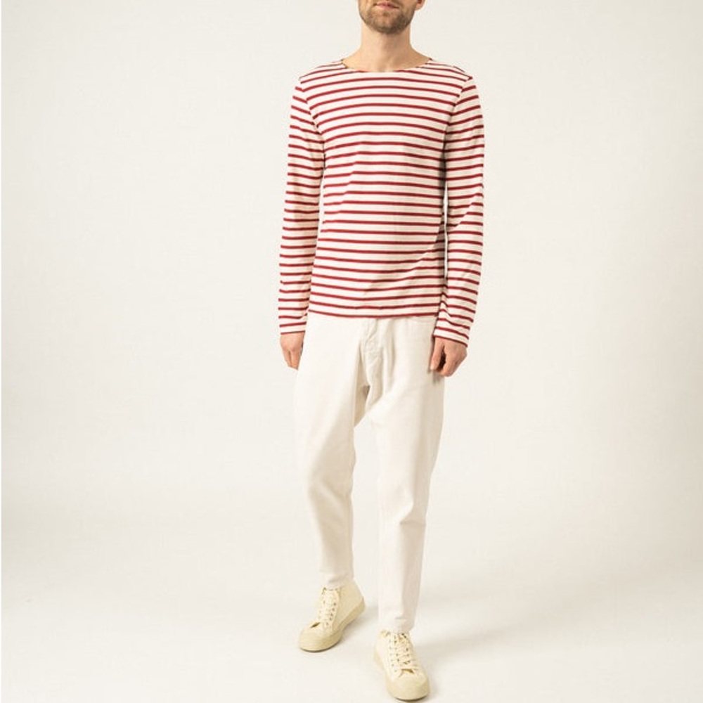 Saint James Red and White Striped Long Sleeve Tee - Picture 2 of 11
